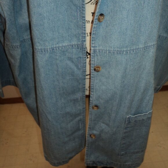 NWT Women's Plus 3X C J Banks Blue Denim Coat Jacket Unlined Pocket 100% Cotton - Picture 6 of 12